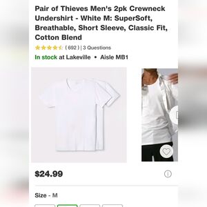 NIB - Pair of Thieves White V- Neck T's